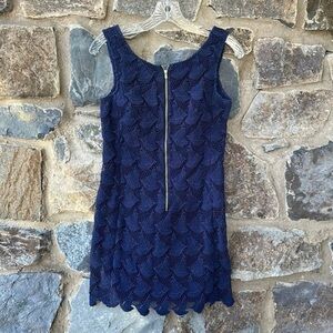 Lilly Pulitzer 'Kolby' Boaty Lace Zip Up Shift Dress in Resort Navy Blue Size 00